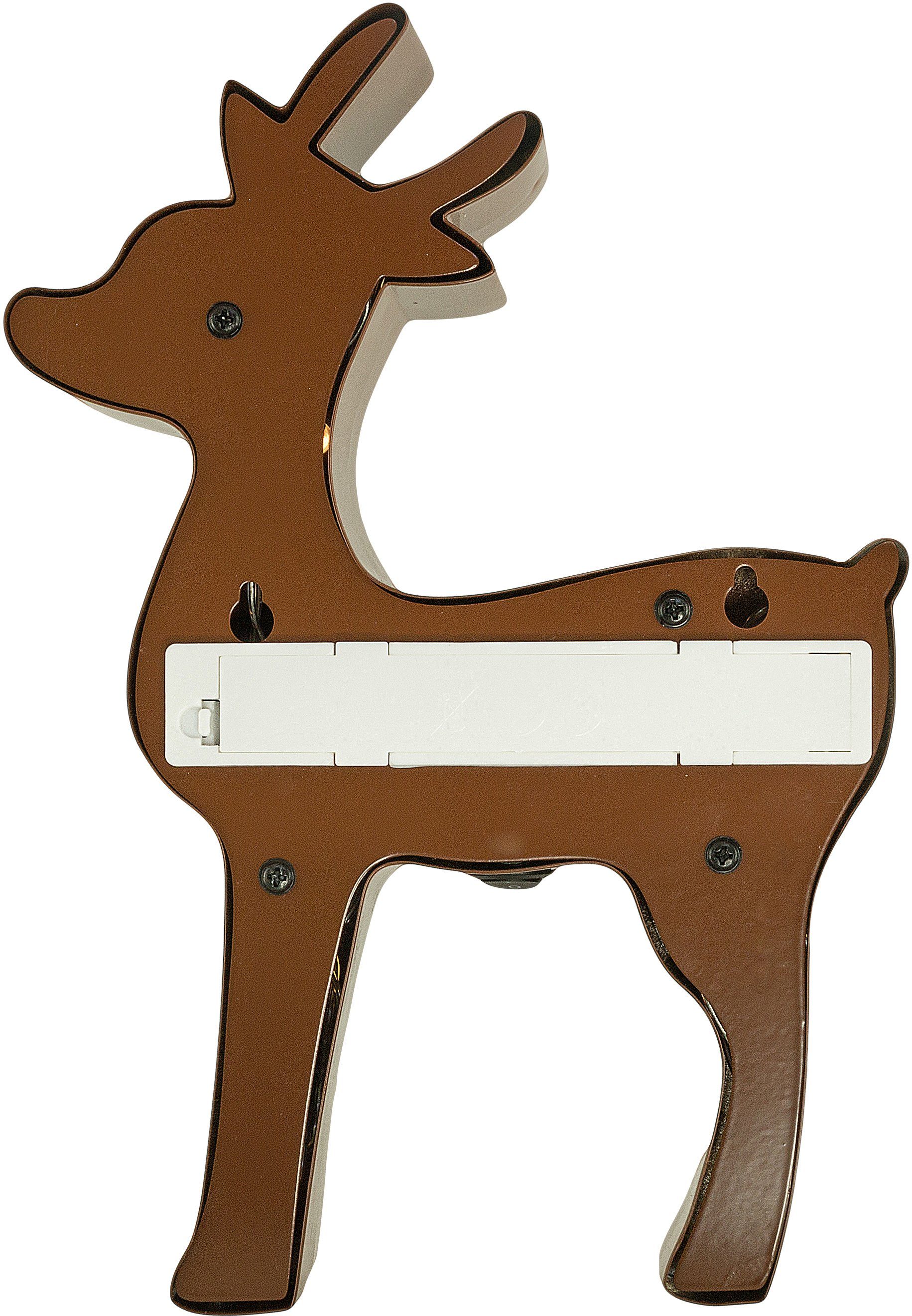 MARQUEE LIGHTS LED Dekolicht Reindeer, LED fest integriert, Warmweiß, Wandlampe, Tischlampe Rentier, Weihnachten 14 Leuchtmittel - 23x16 cm