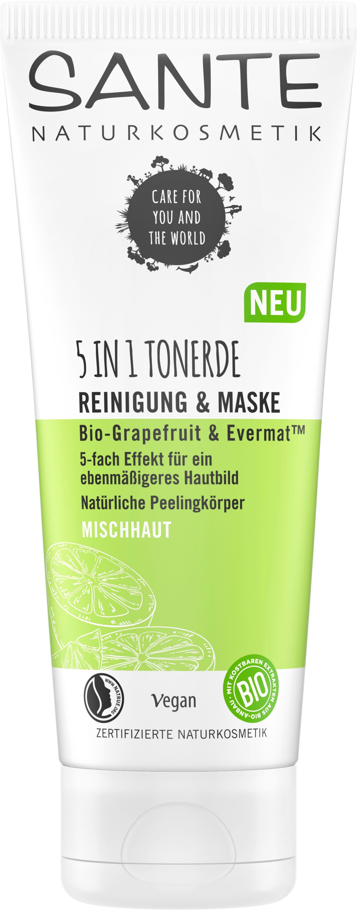 SANTE Gesichts-Reinigungscreme 5in1 Tonerde Maske & Reinigung