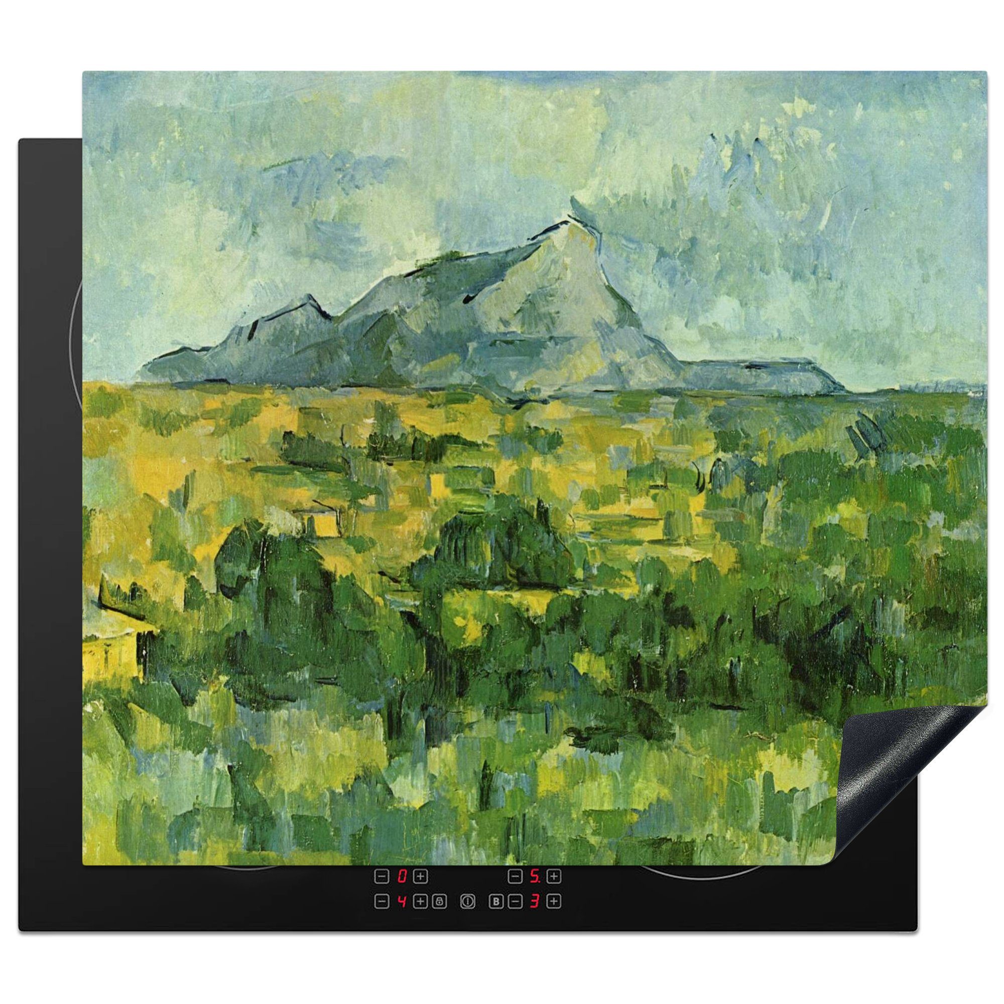 MuchoWow Herdblende-/Abdeckplatte Berg Sainte-Victoire - Gemälde von Paul Cézanne, Vinyl, (1 tlg), 60x52 cm, Mobile Arbeitsfläche nutzbar, Ceranfeldabdeckung