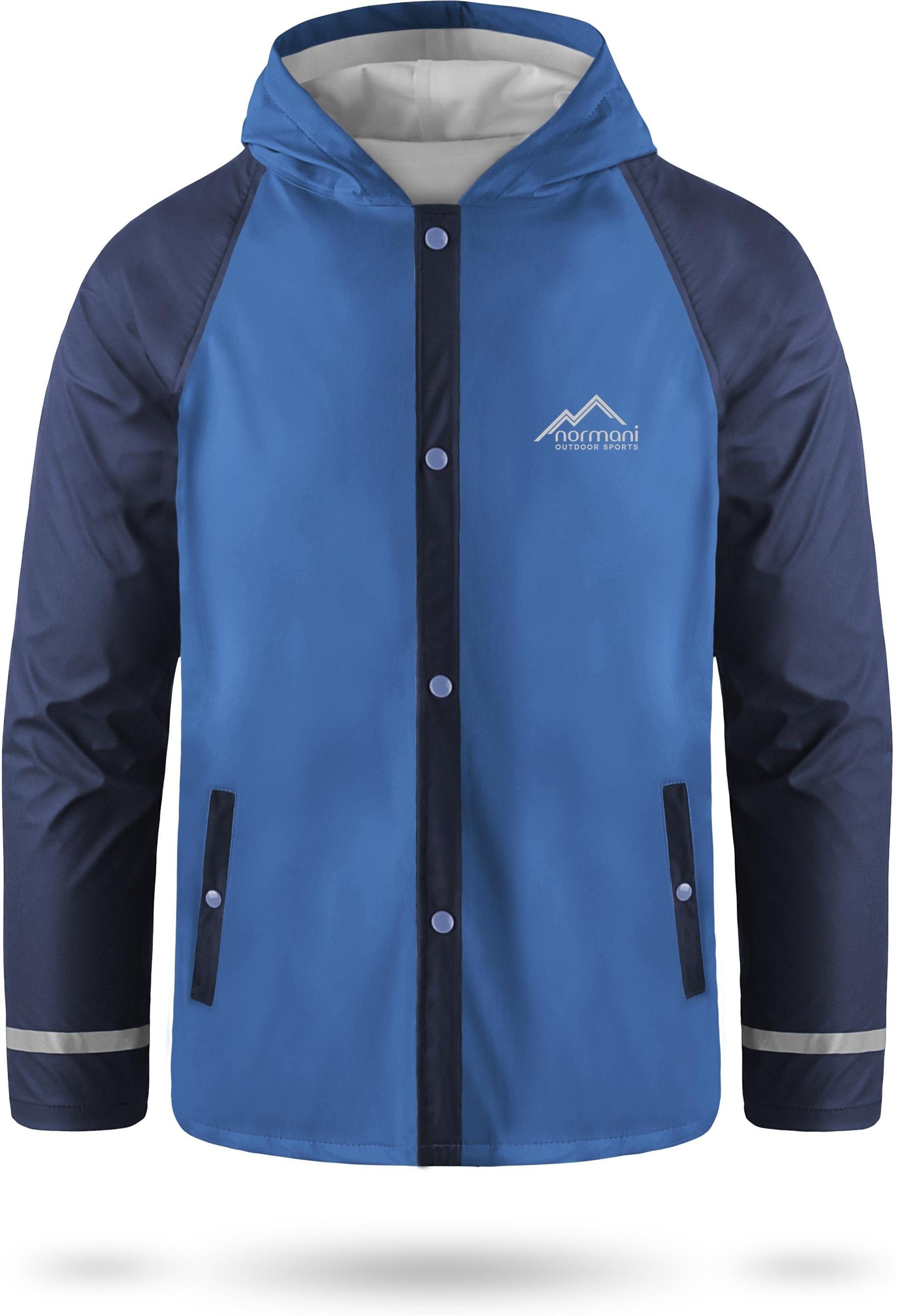 normani Regenjacke Kinder Regenjacke Teelin Kids Regenmantel mit Kapuze und Reflektoren für Jungen und Mädchen - Wassersäule: 5000 mm Blau | Regenjacken