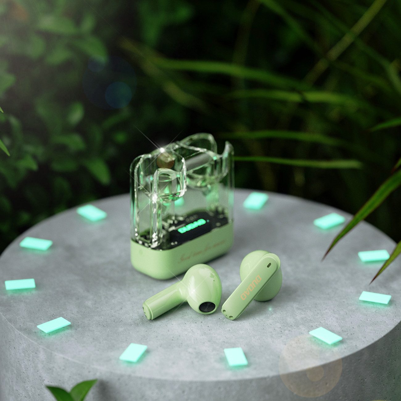 Dudao U18Pro Bluetooth-Kopfhörer (Bluetooth, Transparentes Design, LED-Logo, Bluetooth 5.3, USB-C)