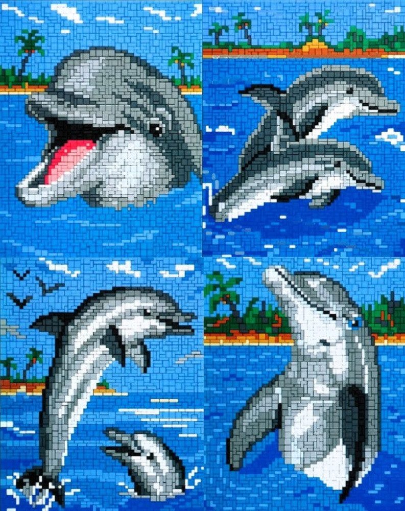 Stick it Steckpuzzle Delfine 4 in 1, 3100 Puzzleteile, Bildgröße 26 x 33 cm