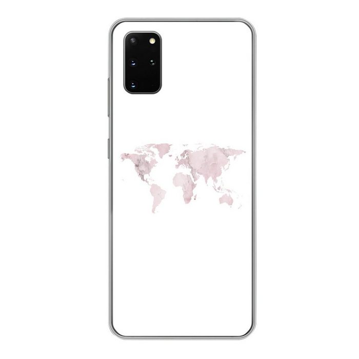 MuchoWow Handyhülle Weltkarte - Marmor - Rosa Phone Case Handyhülle Samsung Galaxy S20 Plus Silikon Schutzhülle