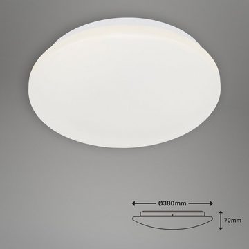 Briloner Leuchten LED Deckenleuchte 3324-116, LED fest verbaut, Warmweiß, IP20, weiß, 38 cm