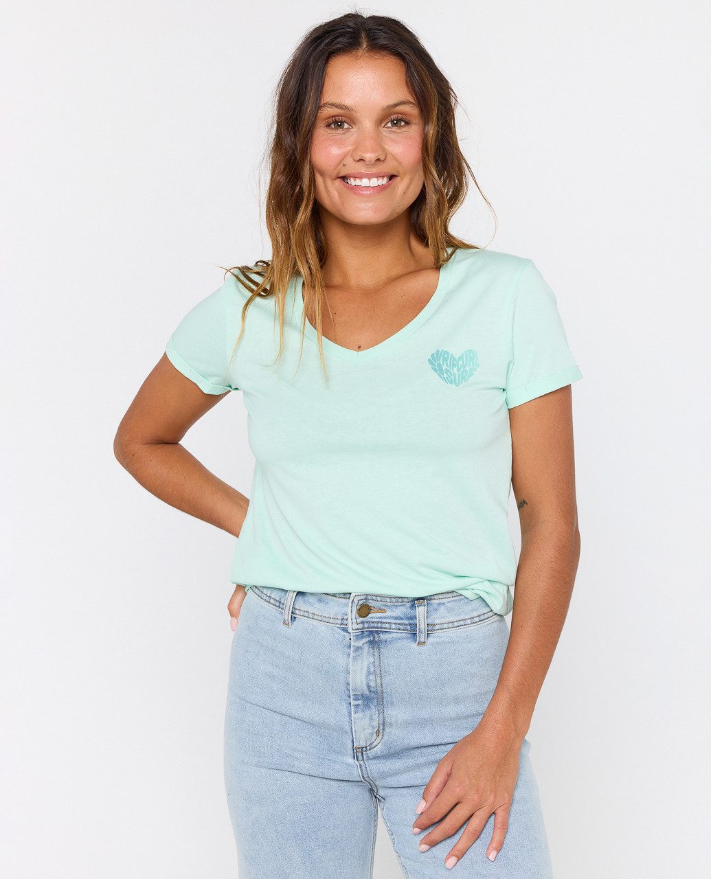 Rip Curl V-Shirt Heart V-Neck Tee T-Shirt