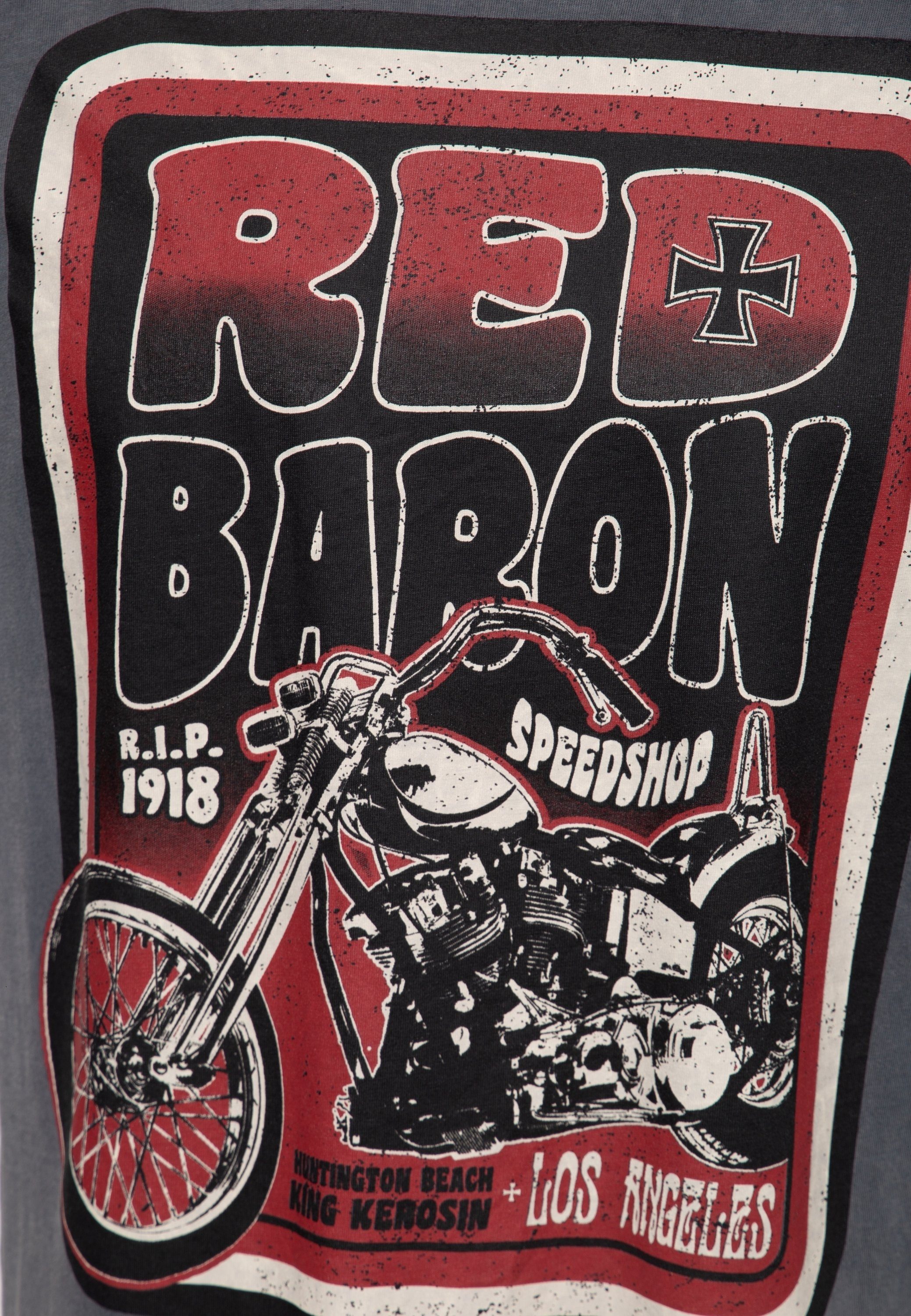 T-Shirt Print mit KingKerosin Acidwash Baron Red Speedshop