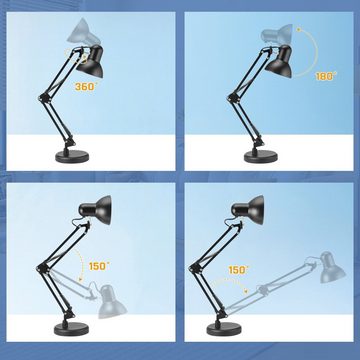 LETGOSPT LED Schreibtischlampe Dimmbar LED Tischlampe, 12W Büroleuchte 3 Farben und 10 Helligkeit, LED fest integriert, Kaltweiß/Naturweiß/Warmweiß, 360° drehbar Verstellbarer leuchte, Leselampe Büroleuchte Beleuchtung