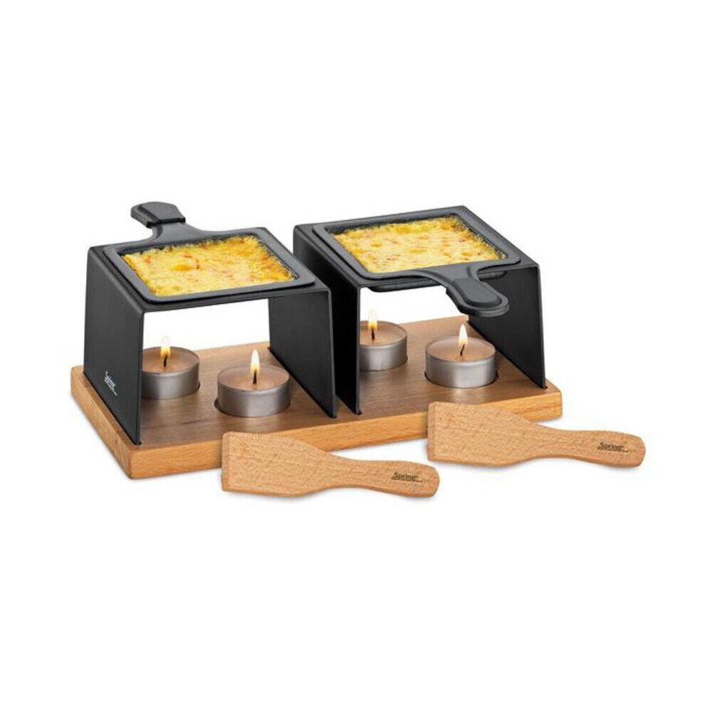 Spring Raclette Käse-Raclette für 2 24x13x8 cm Gourmet anthrazit, Aluminium, schwarz, nicht spülmaschinengeeignet, Induktion, Antihaft