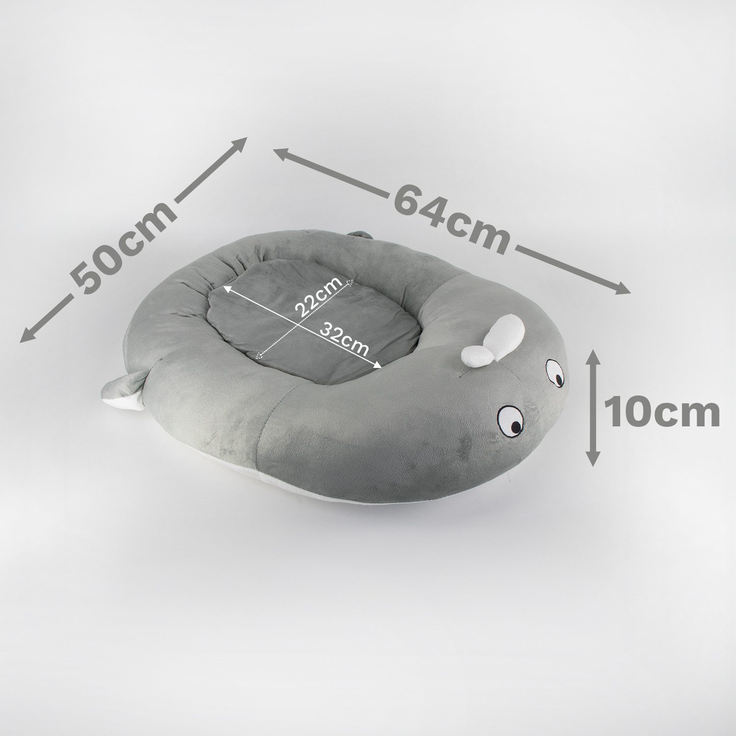 KVOTA Tierbett Haustierliege Hundeliege Katzenliege „Wal“ oval, klein, 60x50x10 cm, Polyester Baumwolle, Anti-Rutsch-Noppen, Wal Design