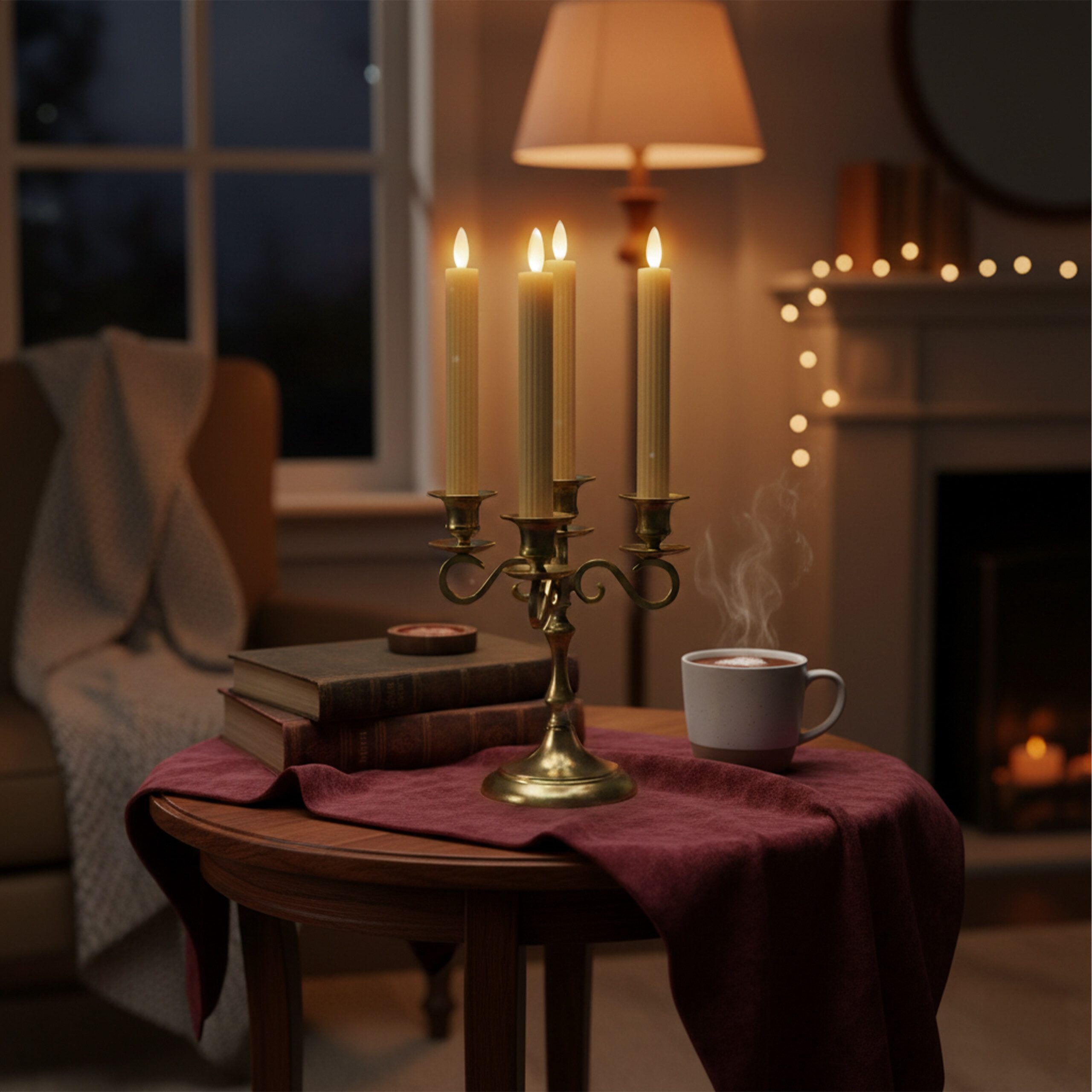 relaxdays LED-Kerze LED Stabkerzen 4er Set, Beige