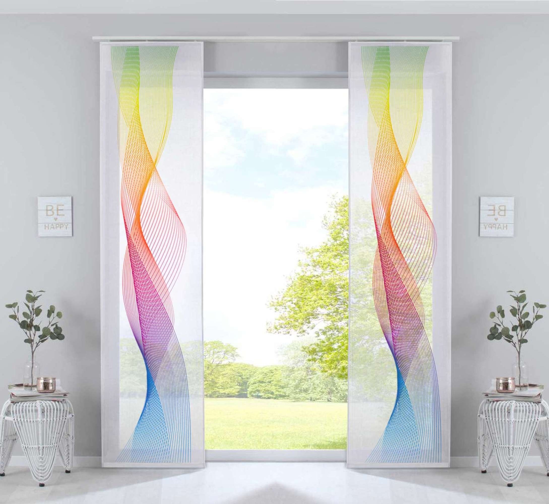 Gardinenbox Schiebegardine (2 St), Klettband, halbtransparent, 2er Set Schi günstig online kaufen