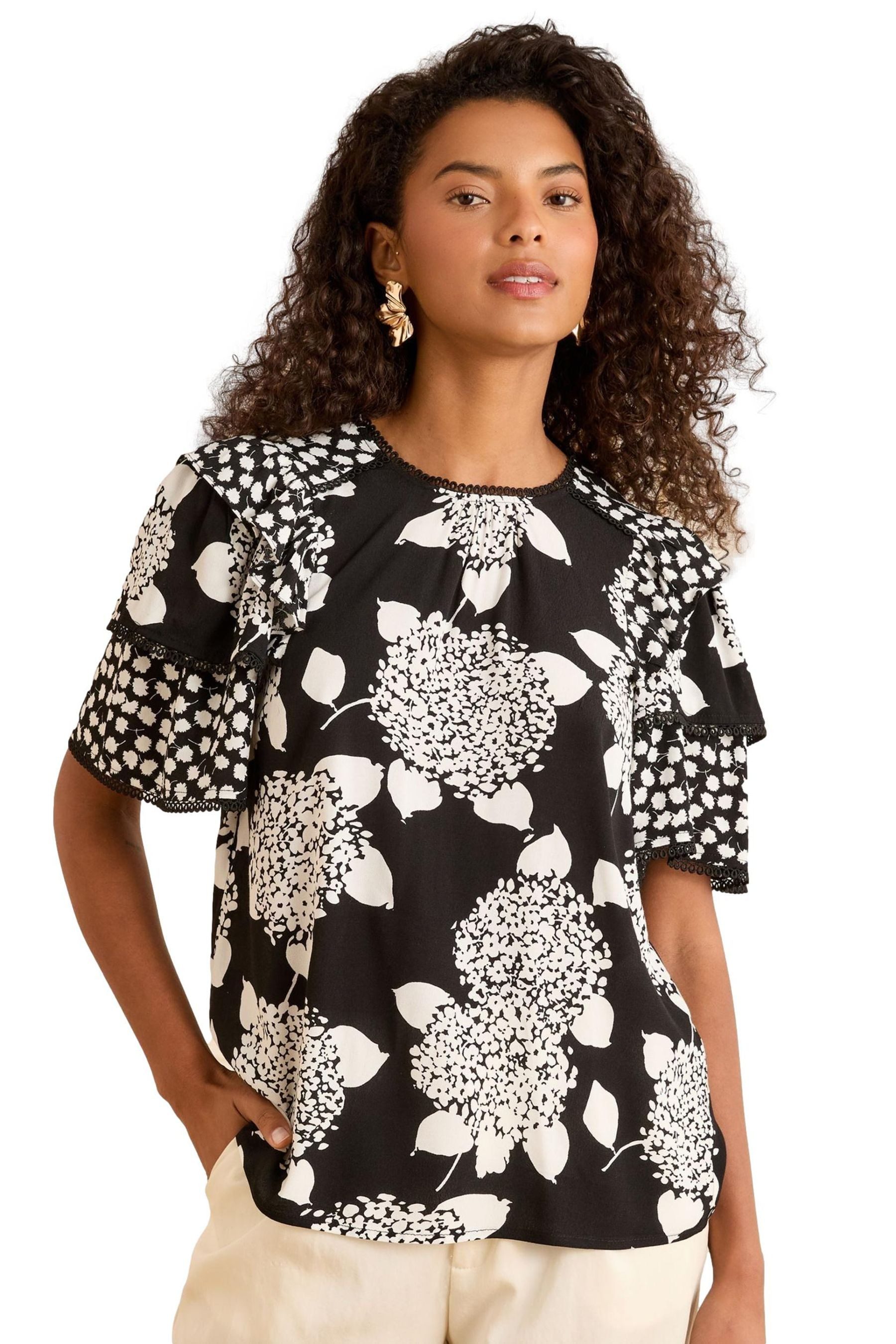 Love & Roses Kurzarmbluse Love & Roses kurzärmelige Rüschenbluse, Petite (1 günstig online kaufen