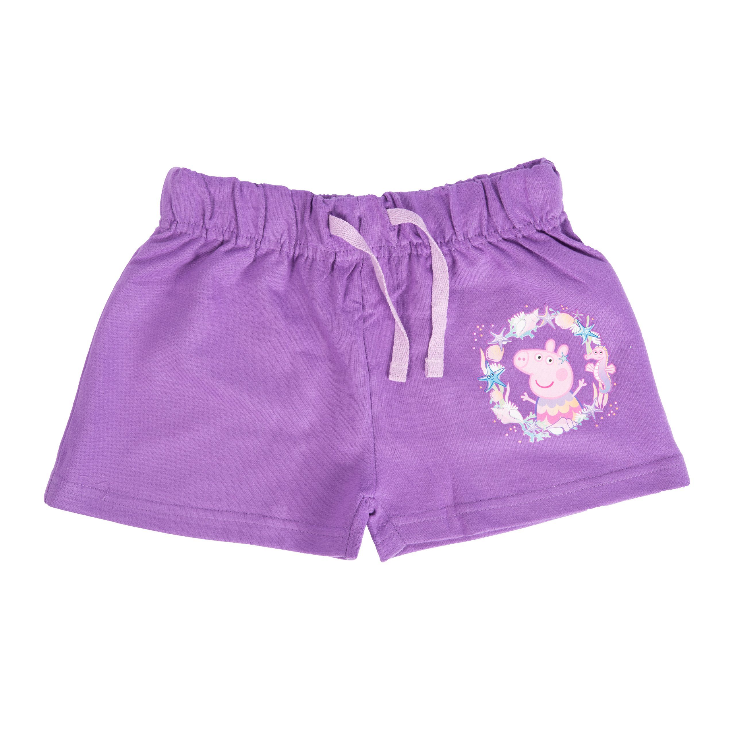 United Labels® Shorts Peppa Wutz Shorts für Mädchen - You, me & the sea Lila