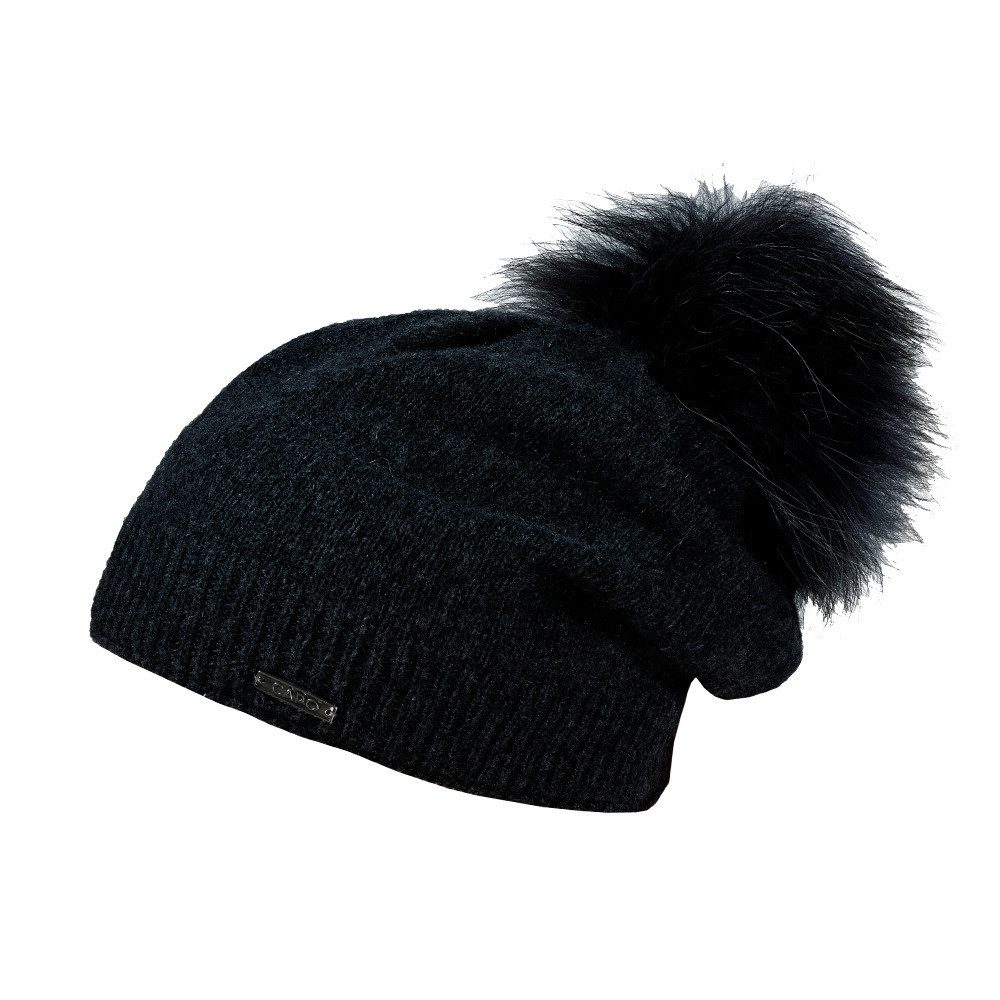 CAPO Strickmütze Strickmütze, Kaschmir Kunstfellpompon, Fleecestreifen günstig online kaufen
