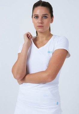 SPORTKIND Funktionsshirt Tennis T-Shirt V-Ausschnitt Damen & Mädchen weiß