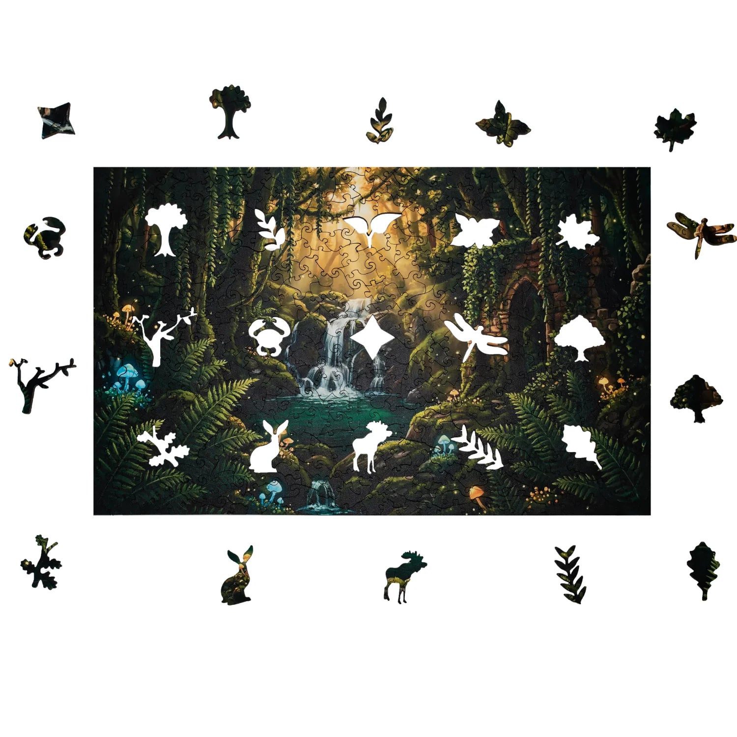 MagicHolz Puzzle Mystischer Wasserfall aus Holz, 500 Puzzleteile