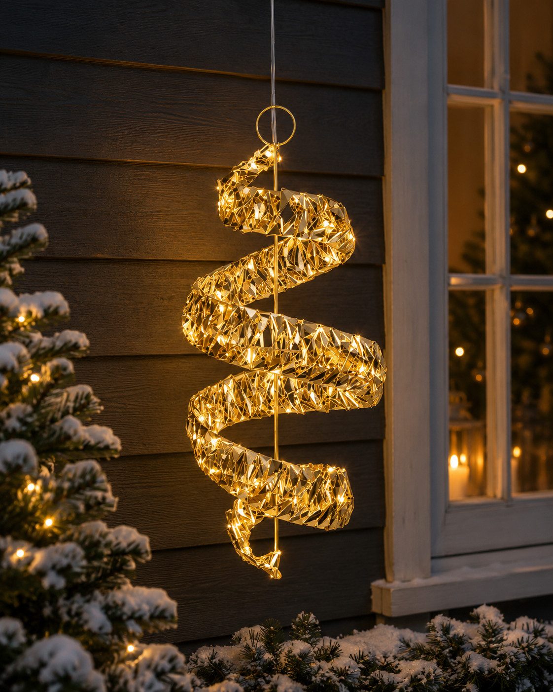Lumineo LED Dekolicht LED Deko Quirl Liora goldfarben 41 cm für Innen und Außenbereich