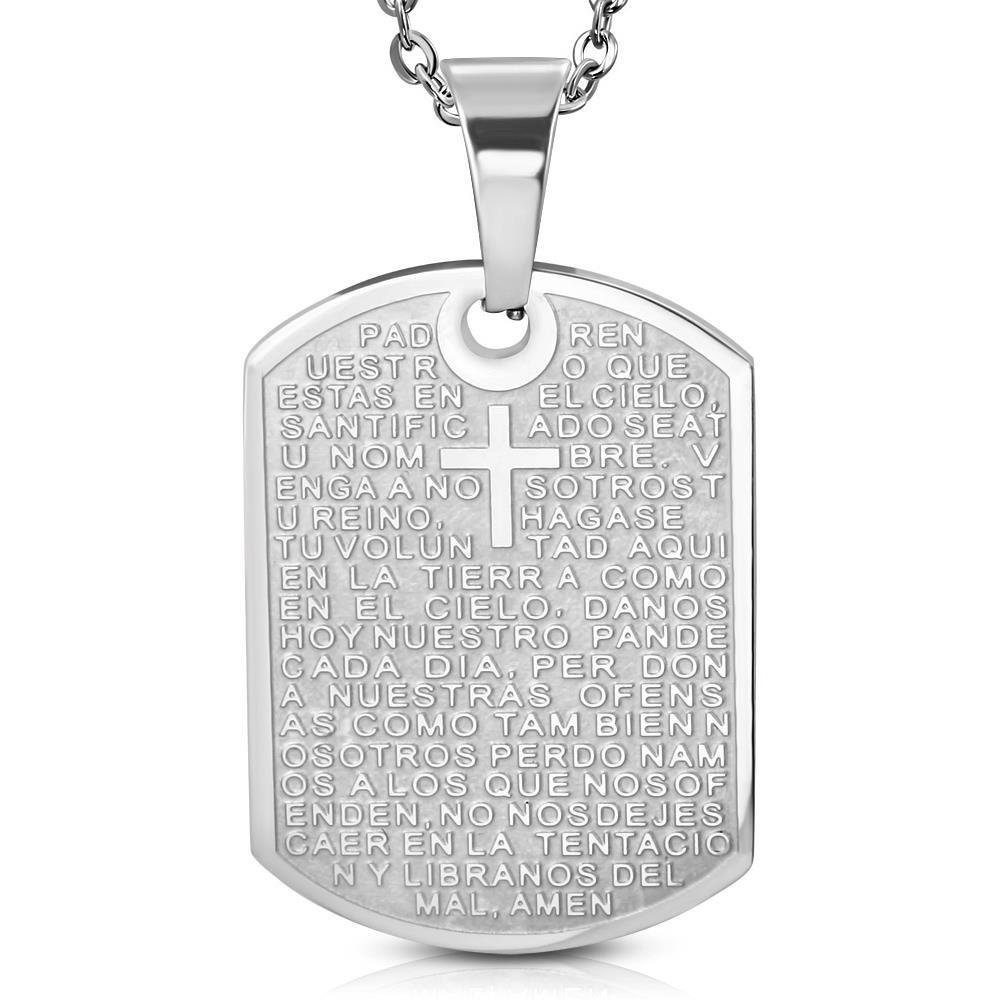 BUNGSA Dog Tag Anhänger Anhänger DogTag religiös Silber aus Edelstahl Unisex (1-tlg), Pendant Halsketten