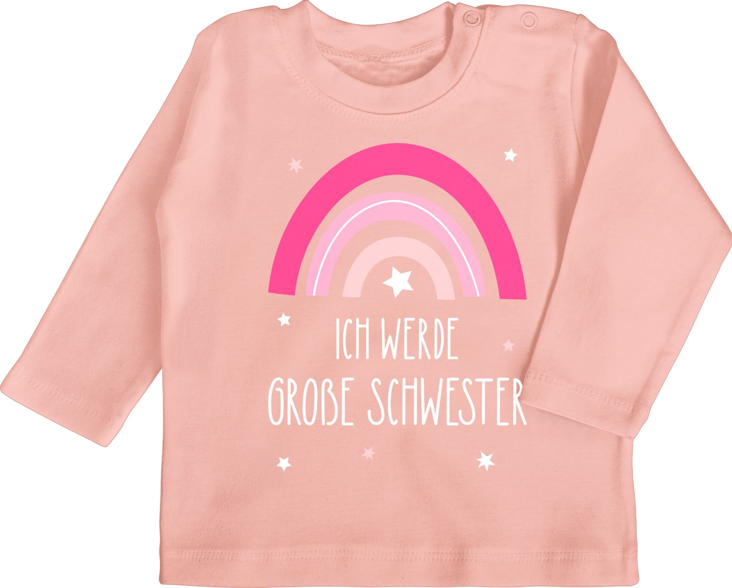 werde große Schwester Ich 2 Schwester Regenbogen Große T-Shirt Shirtracer - Schwester grosse Babyrosa -