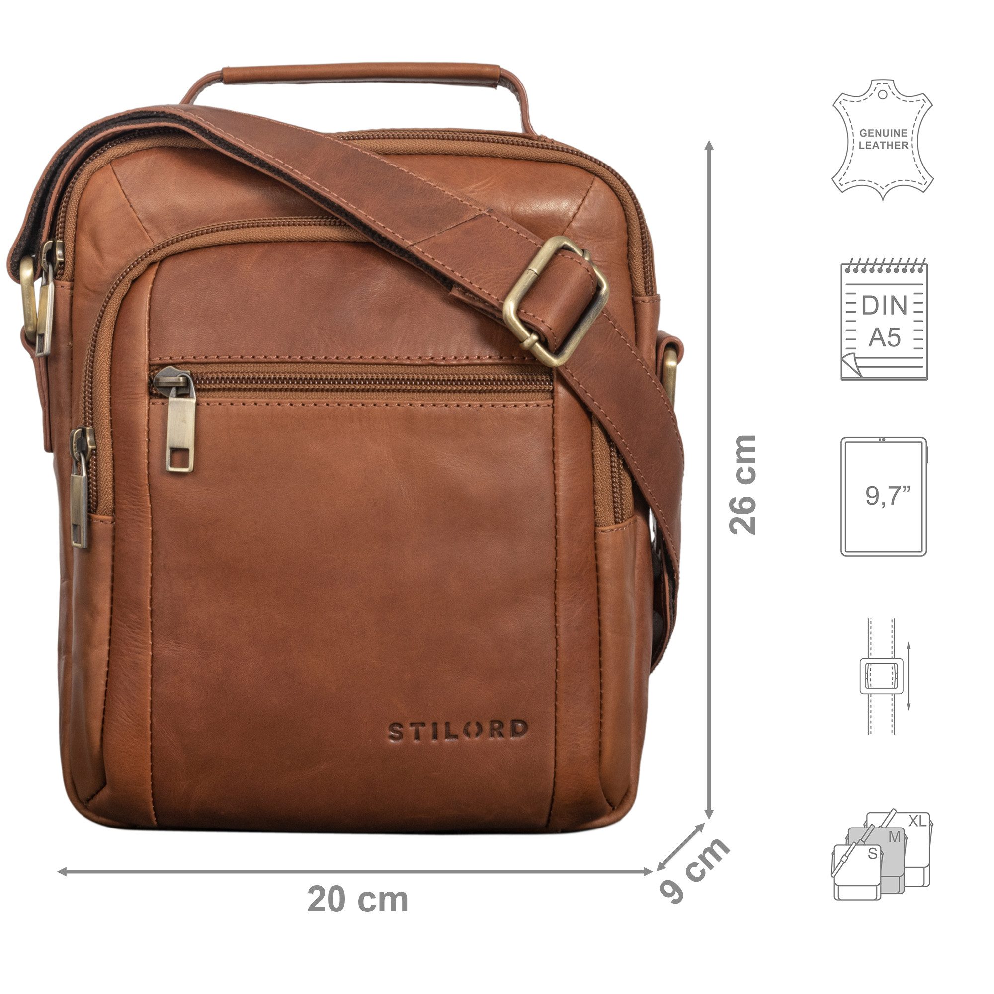 STILORD Schultertasche "Lucky" Umhängetasche Herren Klein Leder Handtasche