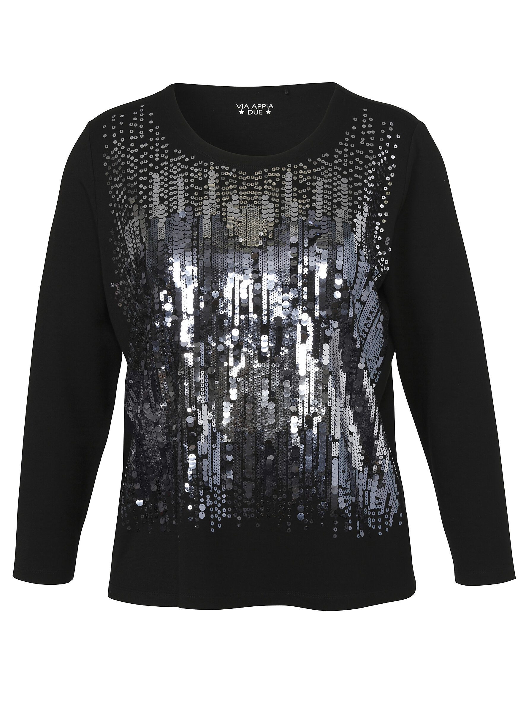 VIA APPIA DUE Sweatshirt (1-tlg) mit silbernen, aufgenähten Pailletten günstig online kaufen