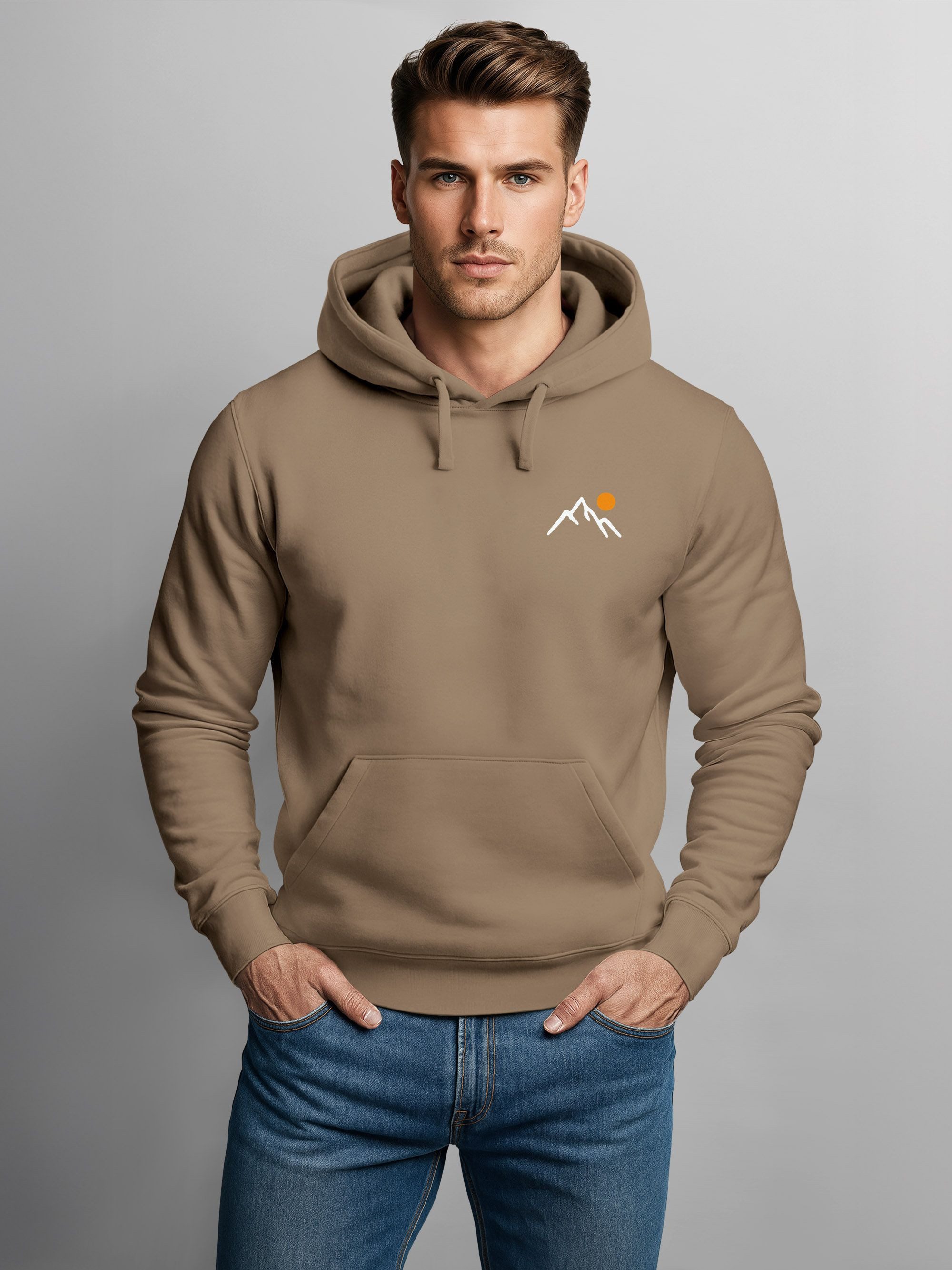 Neverless Hoodie Herren Hoodie Minimal Mountain günstig online kaufen