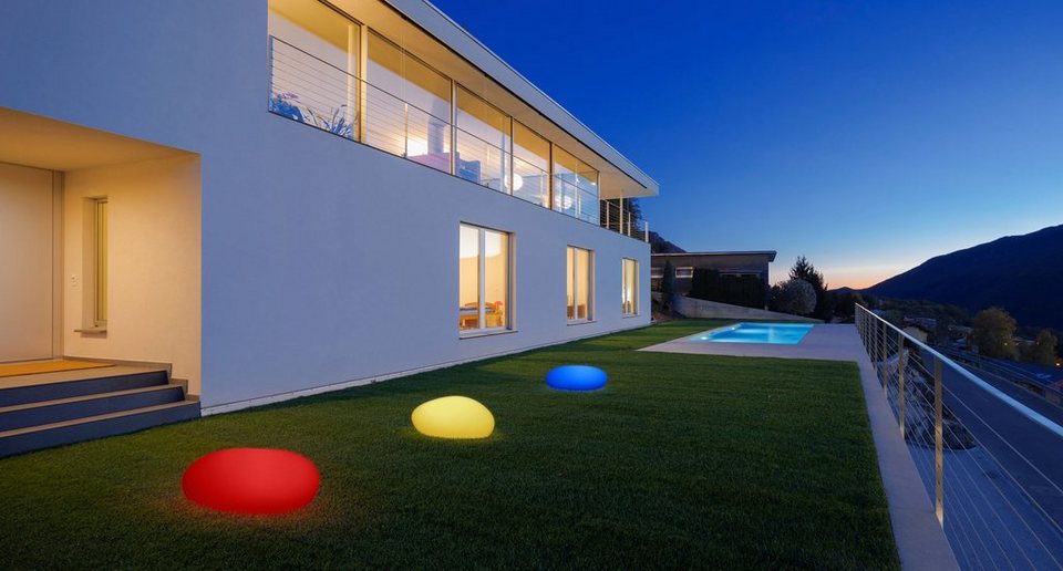 BONETTI LED Gartenleuchte LED Solar Steinleuchte 50 cm, Tageslichtsensor, LED  fest integriert, Farbwechsler