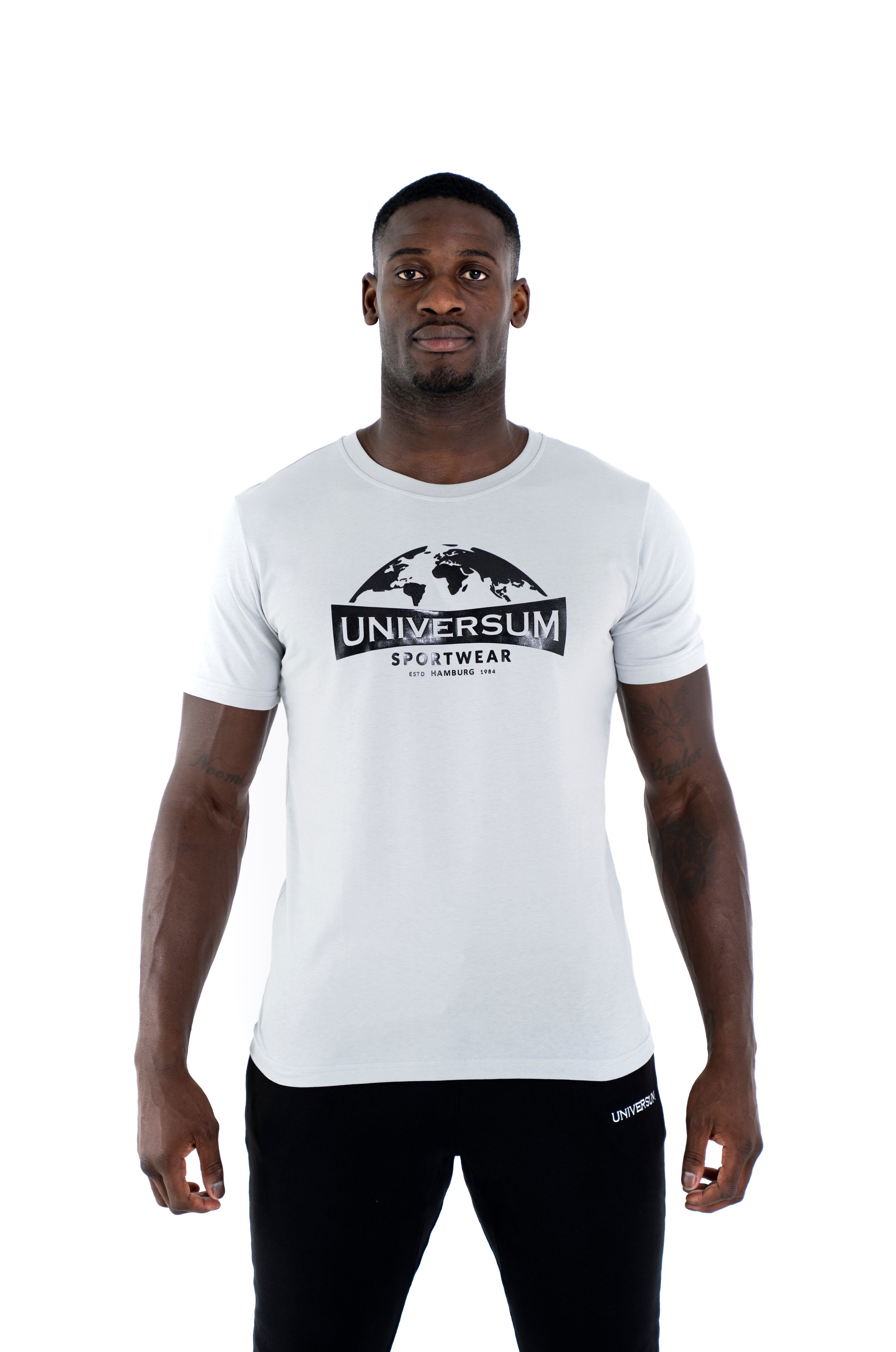 Universum Sportwear T-Shirt Modern grau Cotton 100% Shirt C-Neck Rundhalsausschnitt, Baumwoll