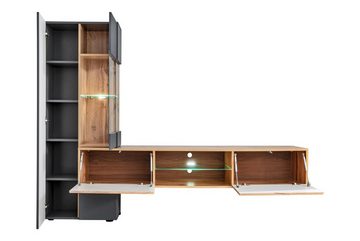 ASM-Moebel Wohnwand Wohnwand TRY mit Led Beleuchtung und Push - Click System