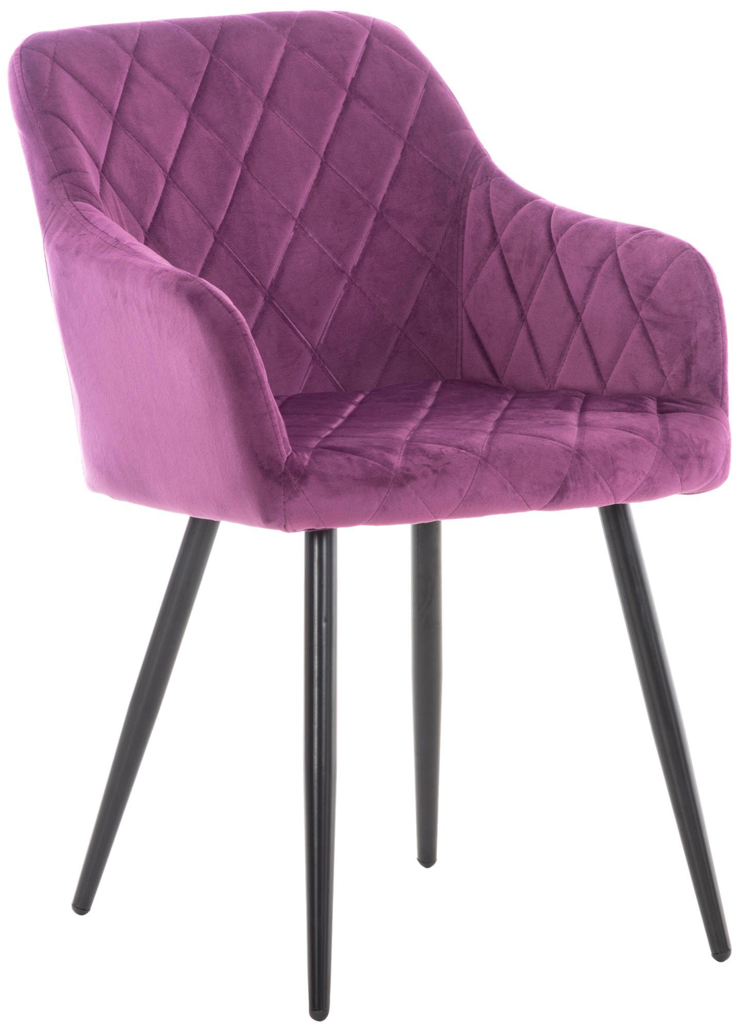 TPFLiving Konferenzstuhl lila Shyva Samt - - Wohnzimmerstuhl Sitzfläche: - Esstischstuhl - - Metall hochwertig Gestell: Esszimmerstuhl mit schwarz Polsterstuhl), (Küchenstuhl gepolsterter Sitzfläche