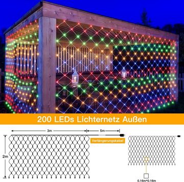 Diyarts LED-Lichternetz, 200-flammig, Wasserdicht, 8 Modi, Timer, Dimmfunktion und Energieeffizienz