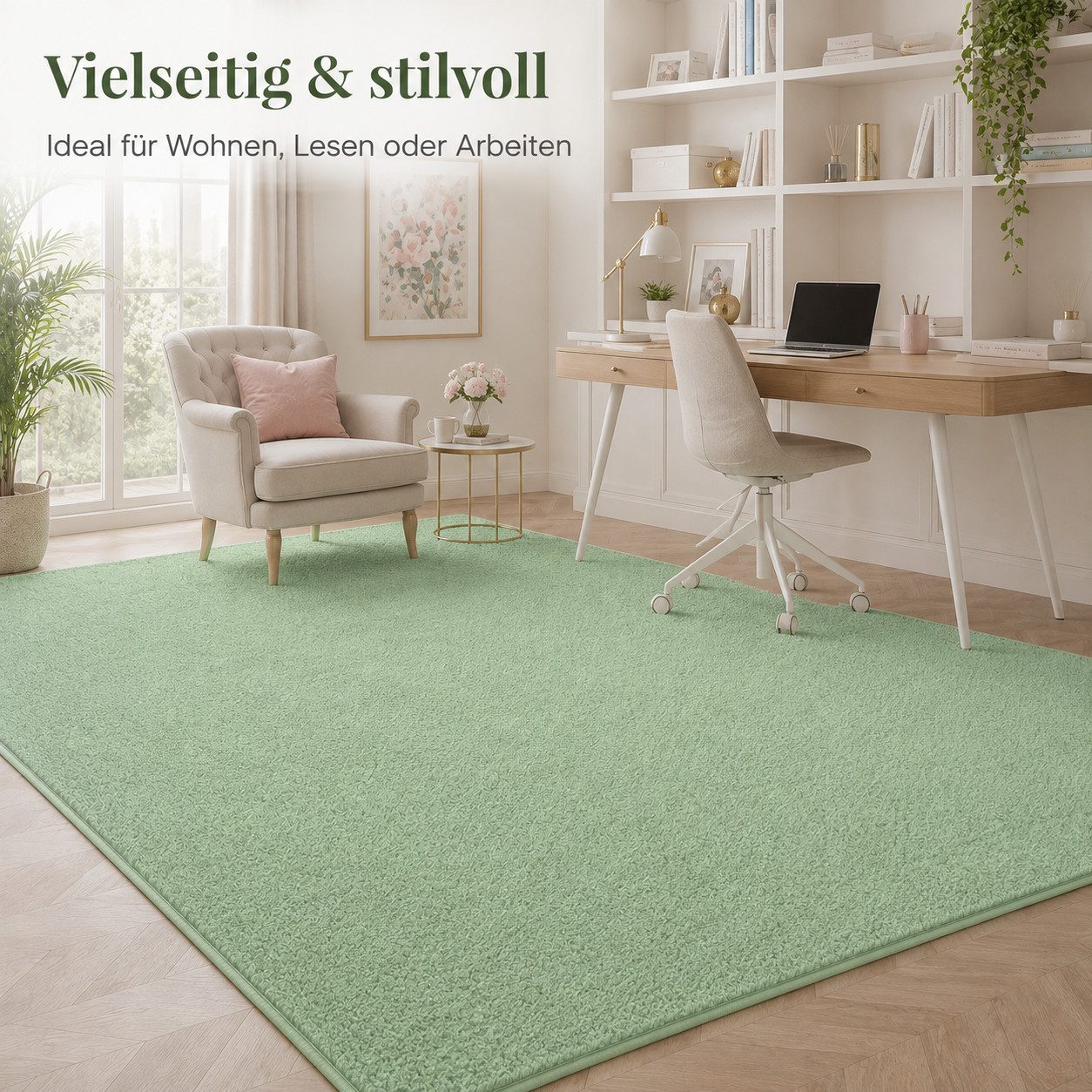 Lochas Teppich Kurzflor Teppich Uni Schwarz – Weich, rutschfest & waschbar