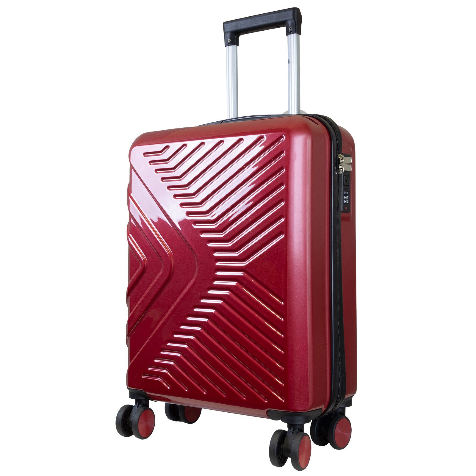 Trendyshop365 Hartschalen-Trolley Bergamo, 4 Rollen, Zwillingsrollen, Zahlenschloss, robust und leicht