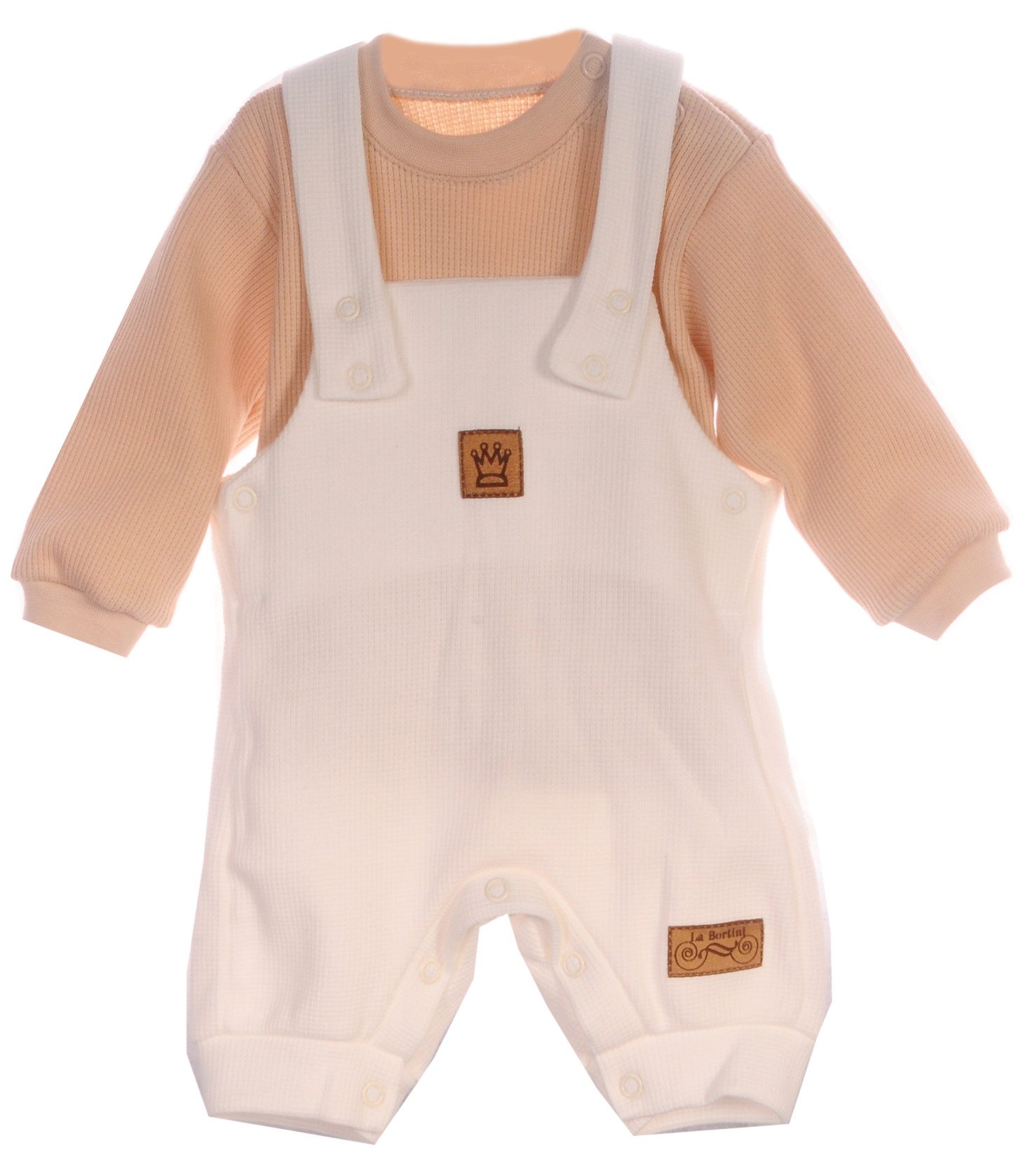 Langarmshirt & Hose Baby Latzhose und Shirt in Creme Beige
