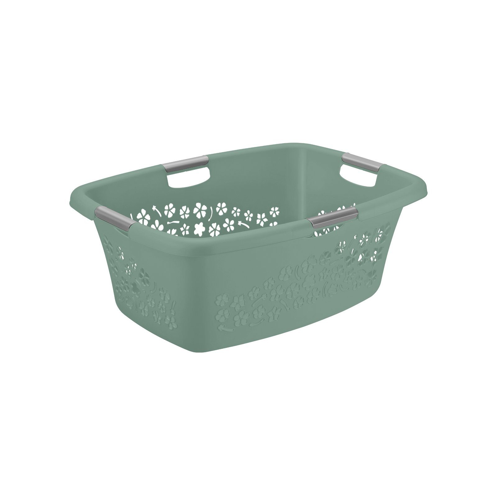 (PP) 50l Kunststoff grün ROTHO Wäschekorb mit Griffen, BPA-frei Mistletoe Flowers Wäschekorb 4