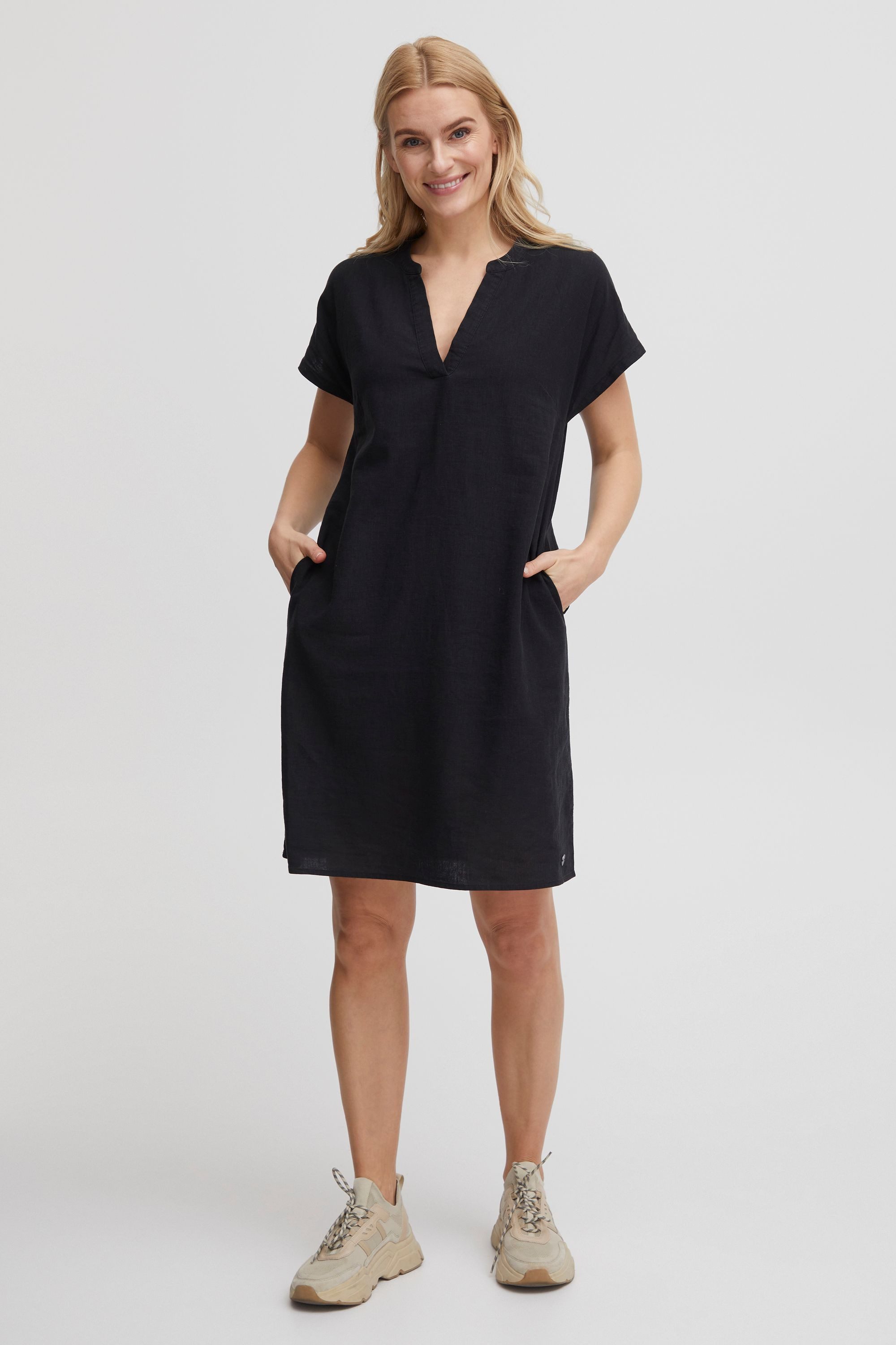 OXMO Blusenkleid OXAnette Sommerliches Leinen-Mix Kleid