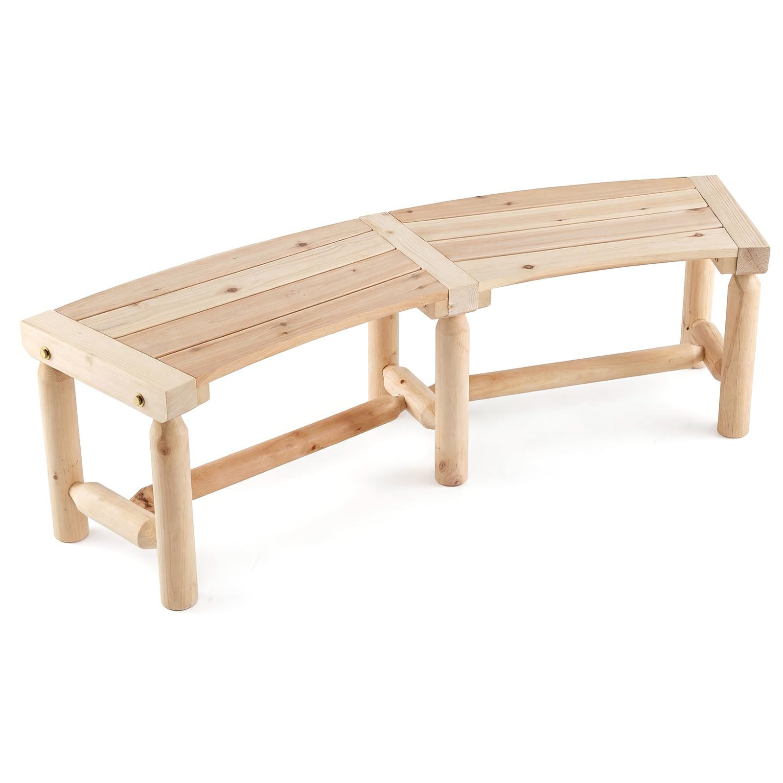 COSTWAY Gartenbank, gebogene Holzbank für 2-3 Sitzer, 139 x 36 x 41cm