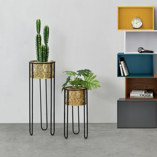 en.casa Blumenständer (Set, 2er), »Modave« Blumenkübel Pflanzenständer