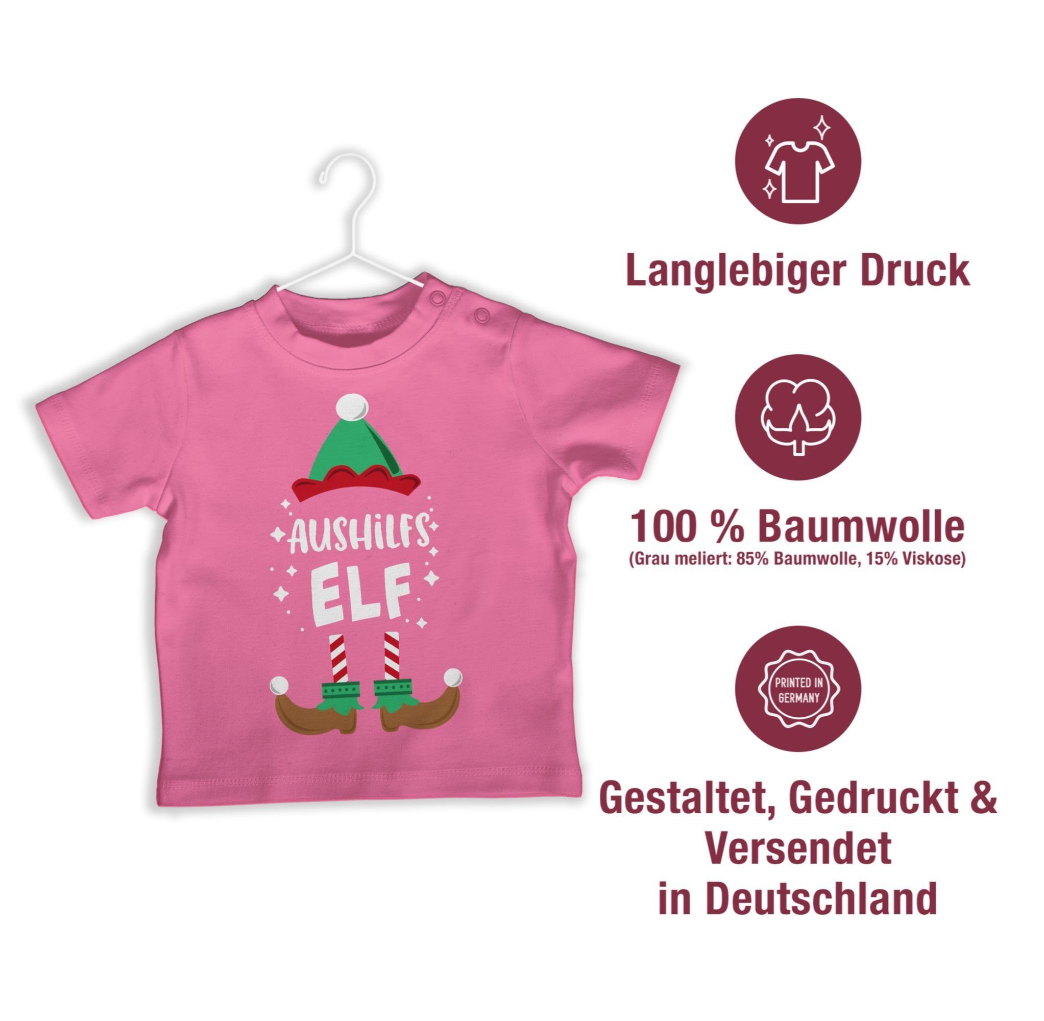 Baby Kleidung 1 Shirtracer Pink Weihnachten Aushilfs-Elf T-Shirt Weihnachten