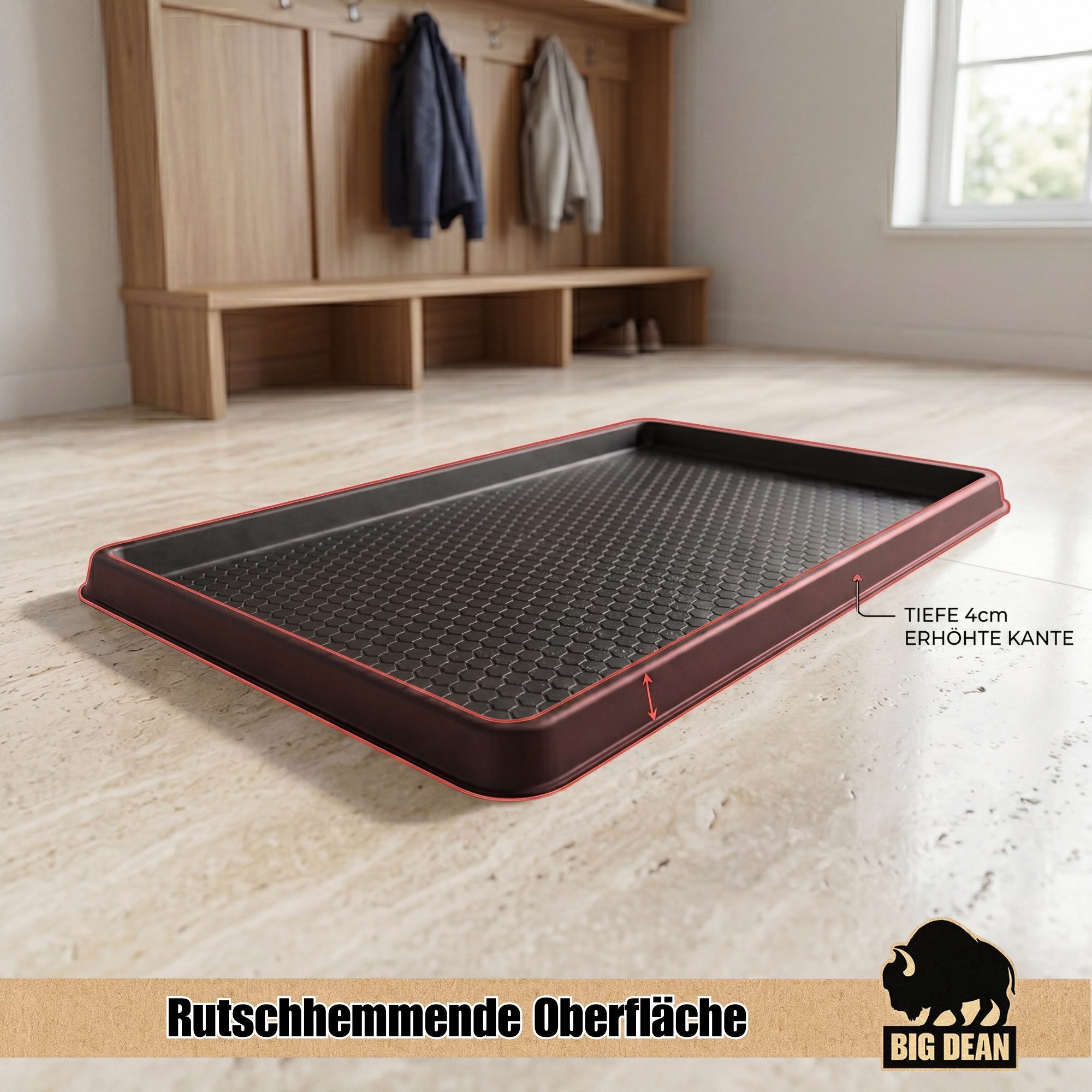 BigDean Schuhabtropfschale 2er Set robuste Premium Schuhunterlage 60x40cm (Set, 2-tlg., Schuhablage/n), Made in Italy, rutschfest, pflegeleicht, robust, vielsei – Bild 3 von 5