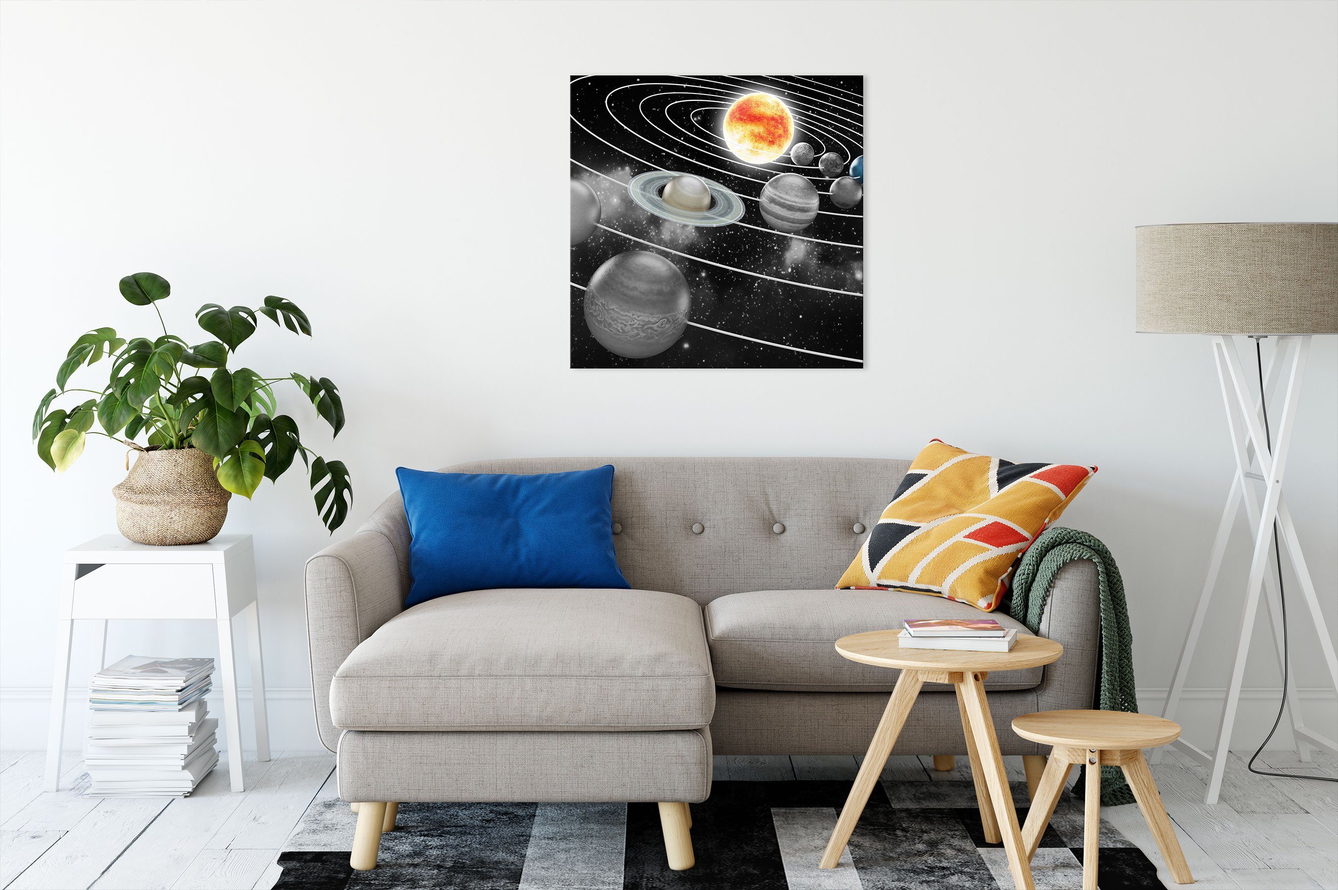 (1 Sonnensystem Zackenaufhänger Querschnitt, inkl. bespannt, Leinwandbild Leinwandbild fertig St), Pixxprint Querschnitt Sonnensystem