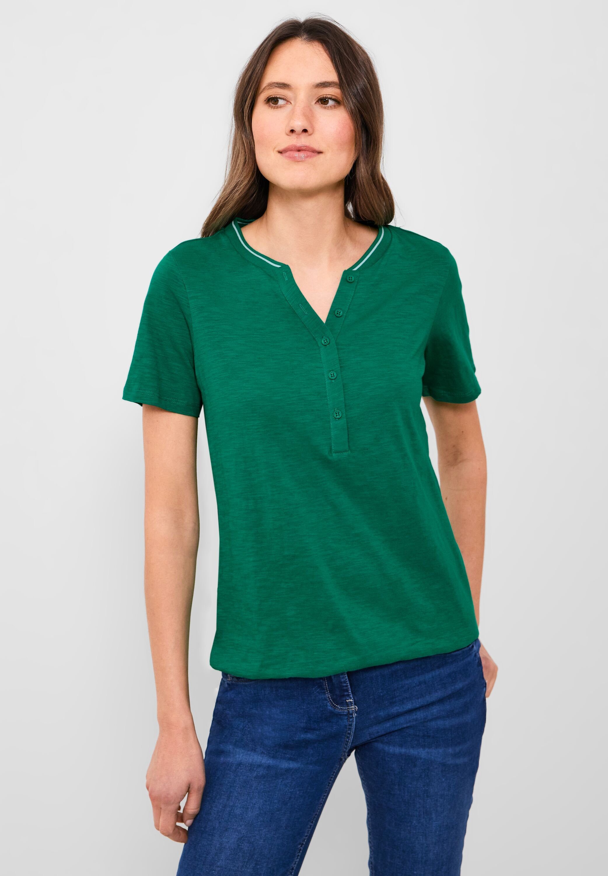 Cecil 3/4-Arm-Shirt in Unifarbe luscious green | Rundhalsshirts