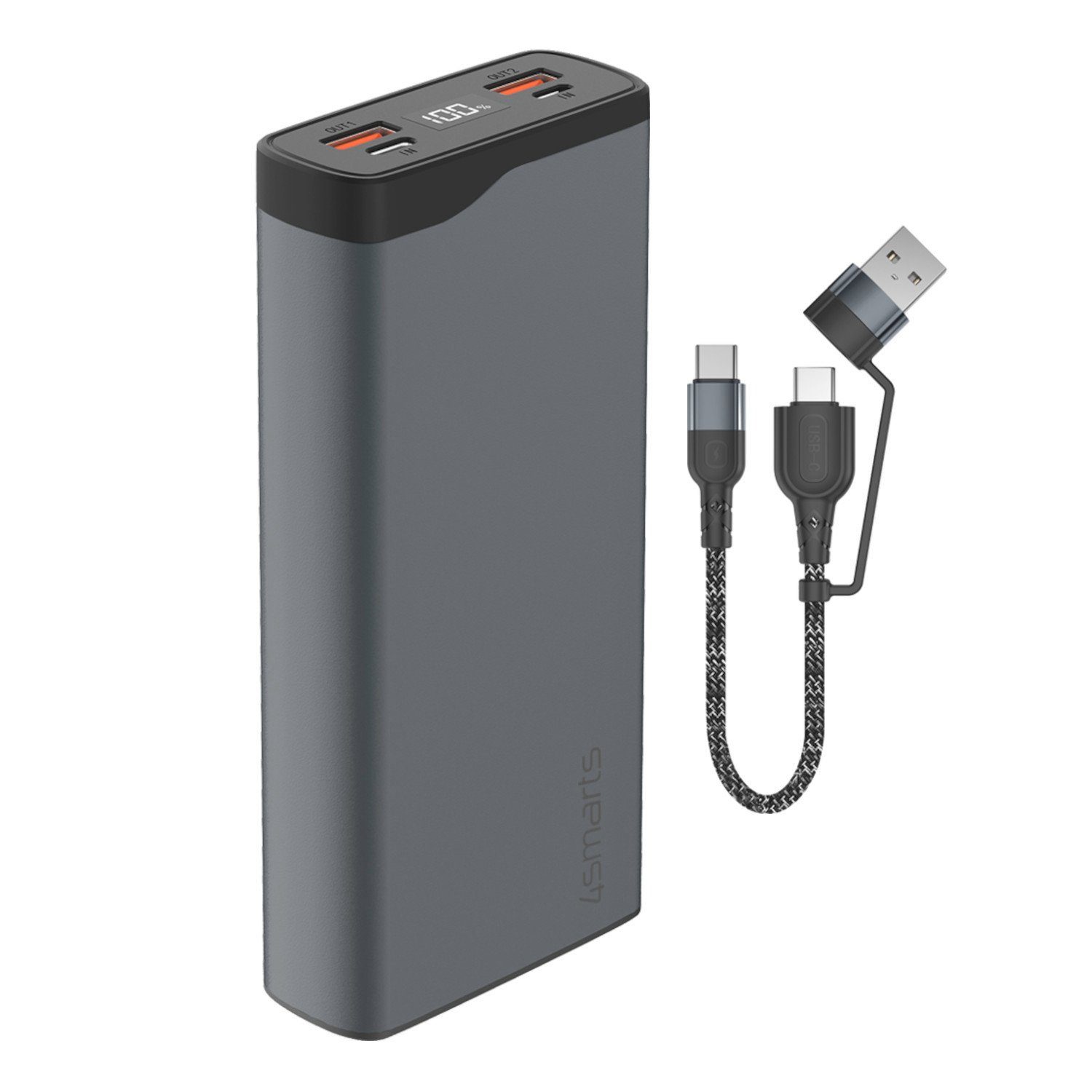 4smarts VoltHub Pro 20000mAh Powerbank 4smarts Powerbank VoltHub Pro 20000mAh QuickCharge PD gunmetal 10000 mAh