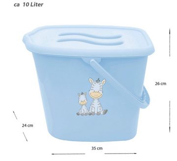 Maltex Babybadewanne 5 Teile SET Zebra Blau + Ständer Weiß - Badeset Baby Wanne 84 cm, (Made in Europa), *WANNE + SITZ + TOPF + WC AUFSATZ + EIMER + GESTELL