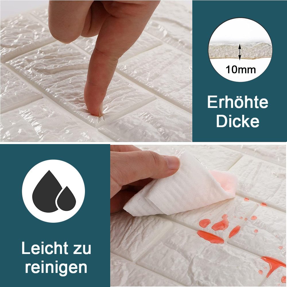TUWENA 3D Wandpaneel 10/20 Stück 3D Wandpaneele Wandverkleidung Selbstklebend Tapeten, (10-tlg) Selbstklebend, zuschneidbar, wasser- und schmutzabweisend – Bild 4 von 5