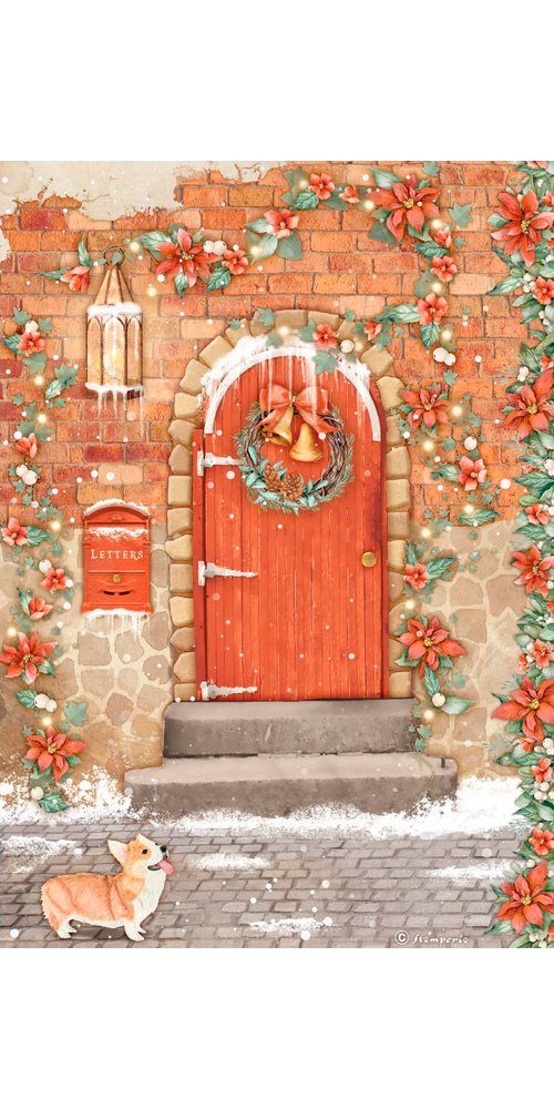 Stamperia Seidenpapier All around Christmas - Red Door, DIN A4