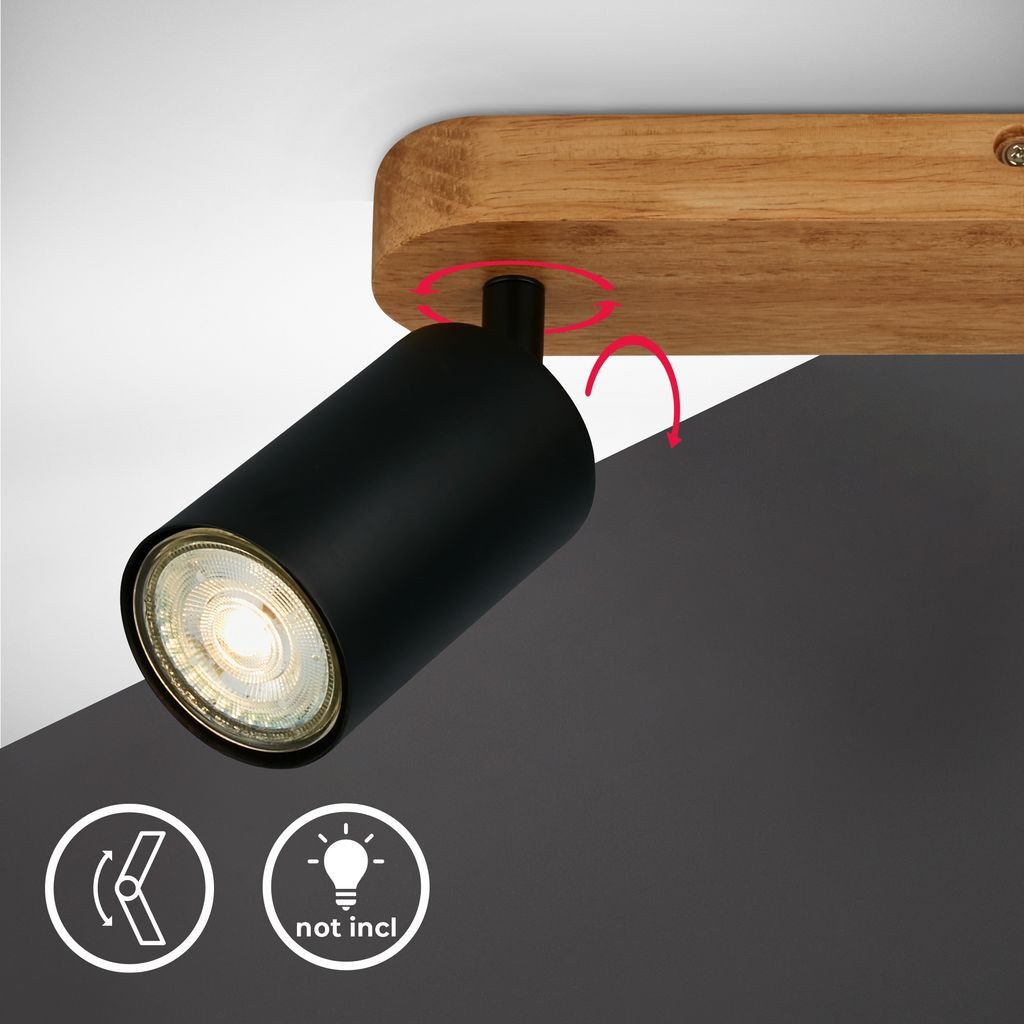 B.K.Licht Deckenleuchte BKL1635, ohne Leuchtmittel, 2700K - Extra-Warmweiß, Deckenleuchte 55 cm Metall-Holz GU10 max. 9W Wohnzimmer Schlafzimmer