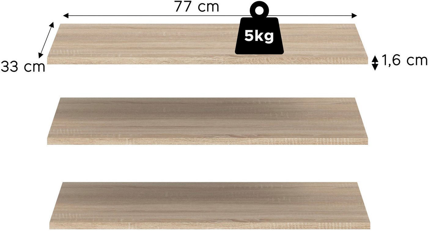 Home affaire Einlegeboden 3er Set, Breite 77cm (3 St), in verschiedenen Farben erhältlich, Fachböden, Böden, E-Böden,Bodenset