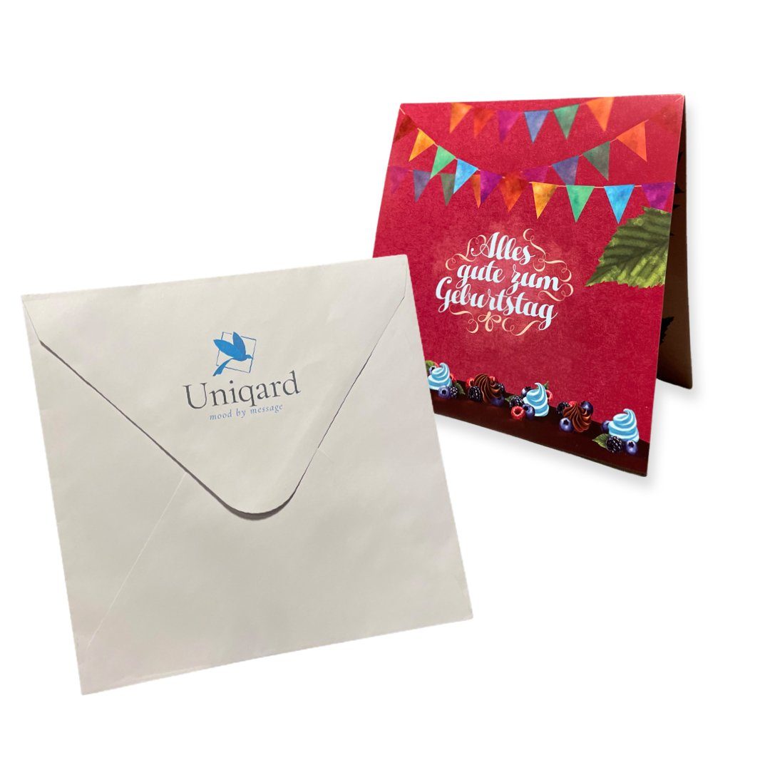 Geburtstag 3D Torte Glückwunschkarte Aufnahme17x17cm UNIQARD® Glückwunschkarte Außergewöhnliche mit zum Geburtstagskarte UNIQARD Grußkarte