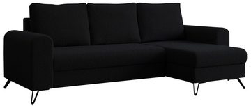 MKS MÖBEL Ecksofa HUGO, mit Bettfunktion, mit Federkern, L-Form, Modern Ecksofa, lose kissen